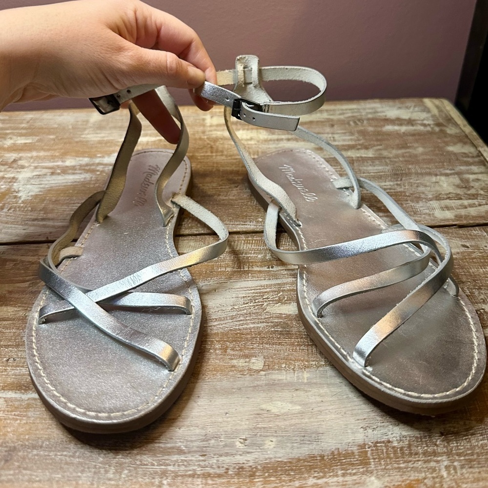 Madewell Silver metallic Gladiator Sz 7.5